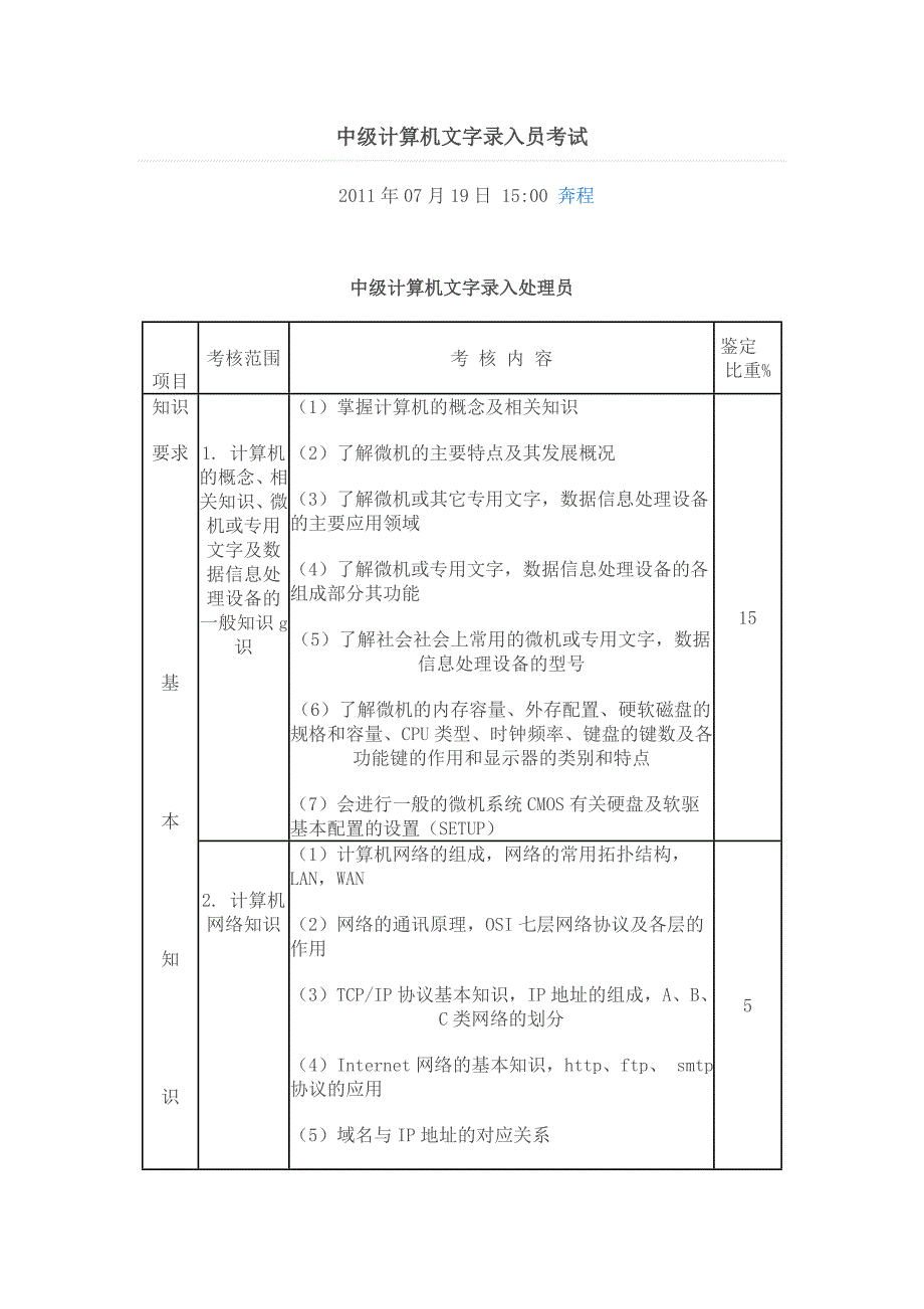 中级计算机文字录入处理员_第1页