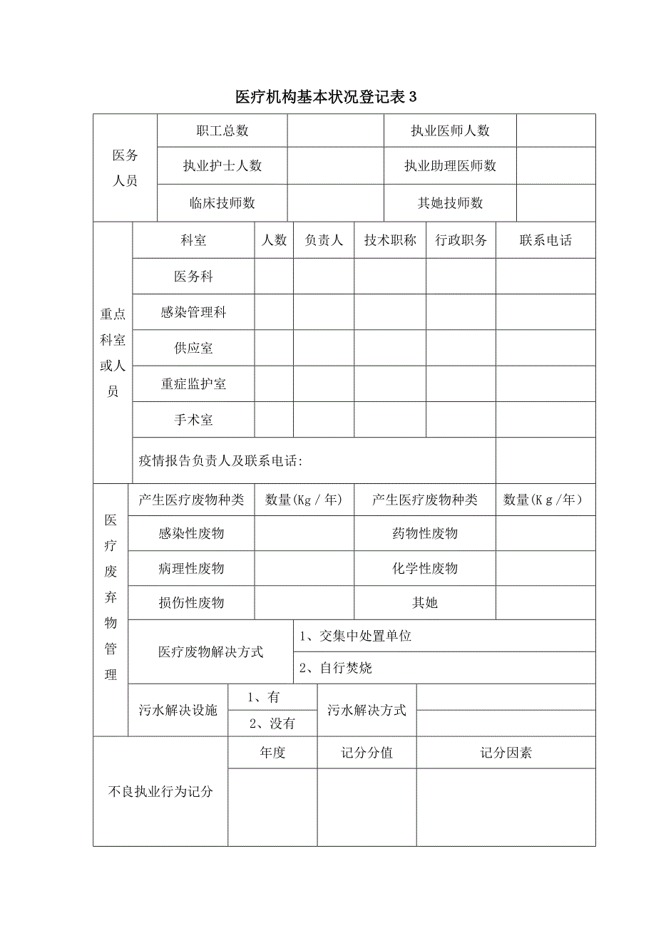 卫生监督档案基本情况表(医疗机构)_第4页