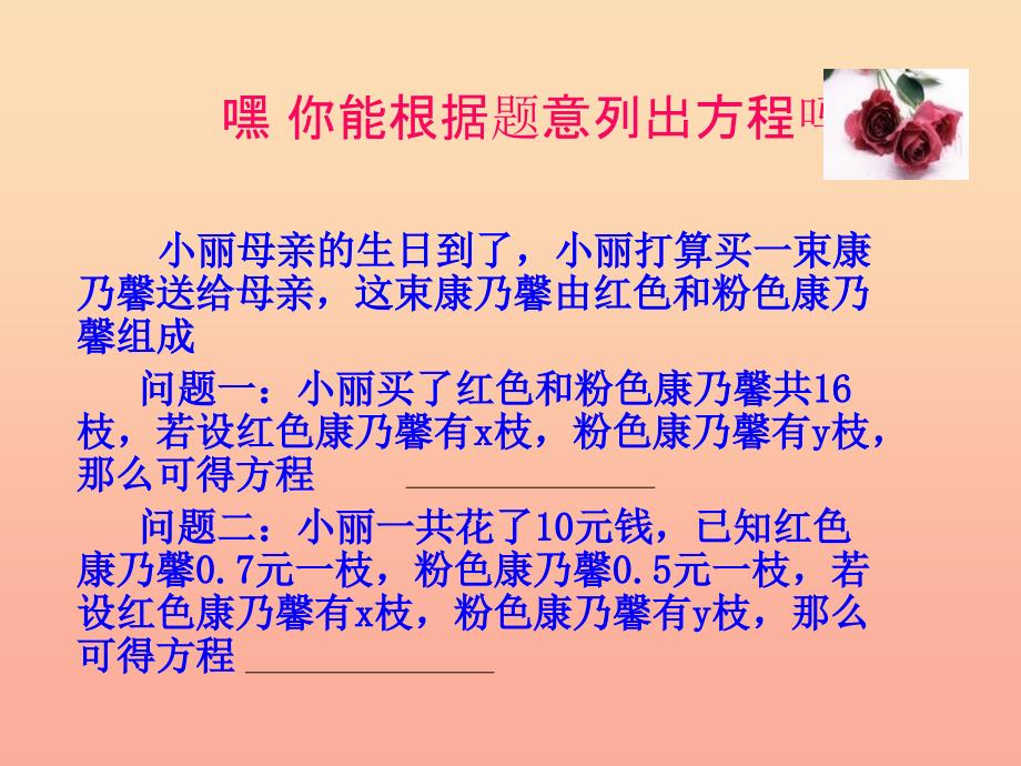 上海市松江区六年级数学下册 6.8 二元一次方程（2）课件 沪教版五四制_第3页