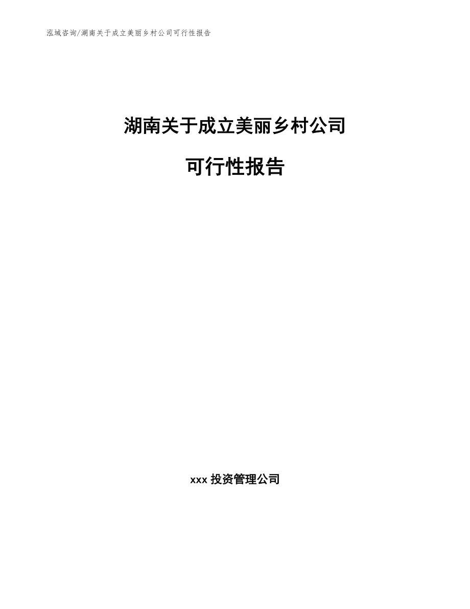 湖南关于成立美丽乡村公司可行性报告（范文模板）_第1页