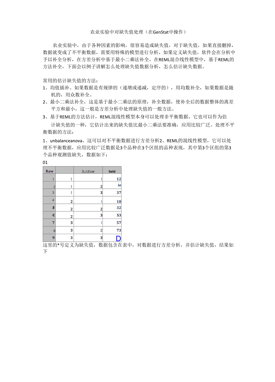 农业试验中缺失值数据的处理方法_第1页