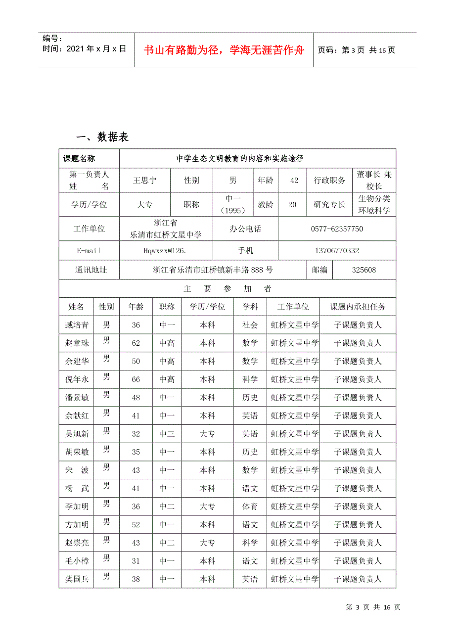 中国可持续发展教育项目课题申请评审书_第3页