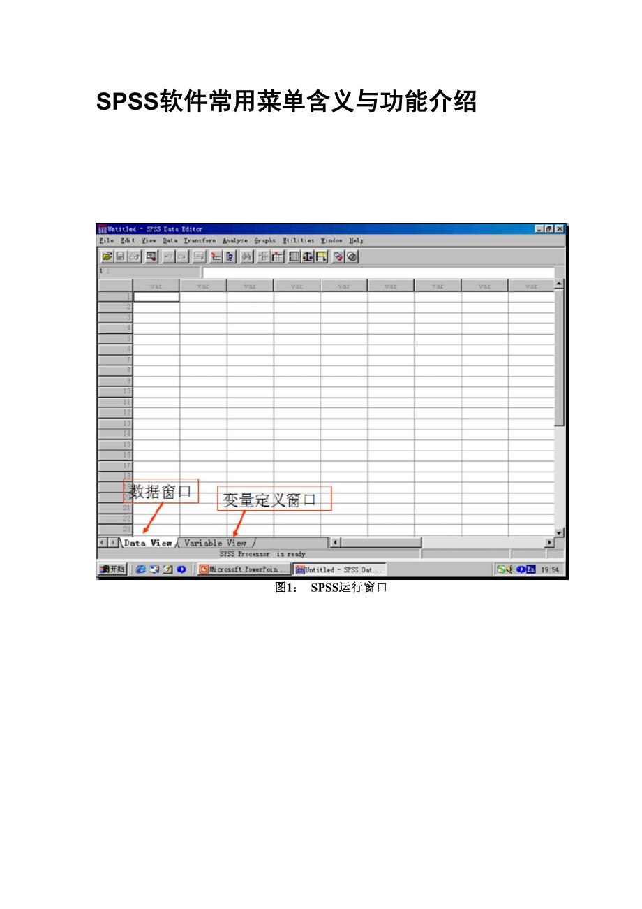 Spss软件常用菜单含义与功能介绍_第1页
