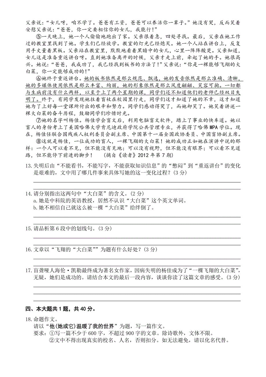 最新广东省深圳市中考语文模拟试卷5及答案_第4页