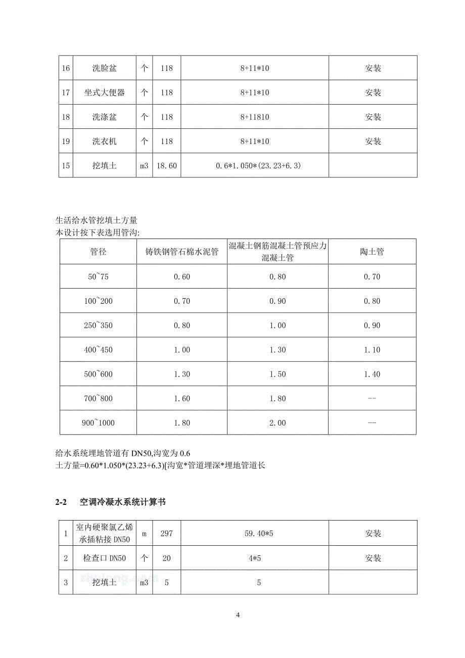 建筑给排水造价设计计算书_第5页