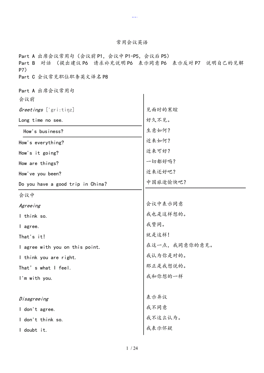 会议英语口语和会议用语与商务用语_第1页