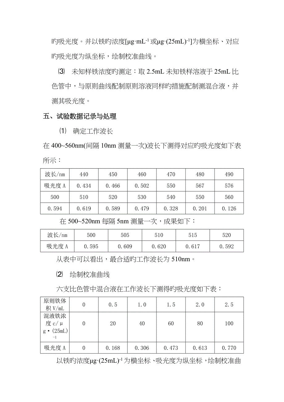 2022年北京理工大学邻二氮菲分光光度法测定微量铁实验报告.doc_第4页