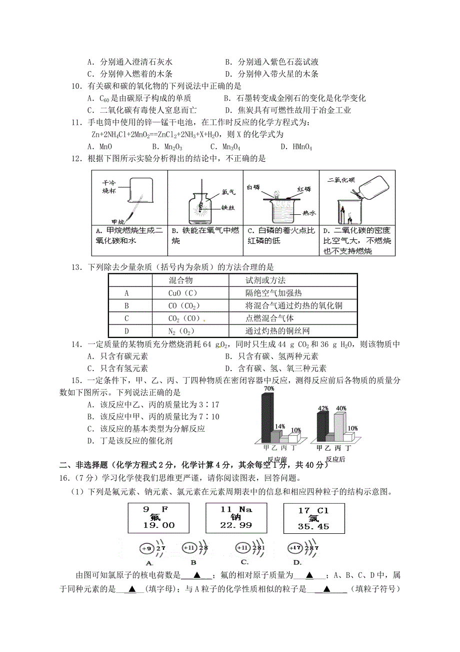 江苏诗台实验初中教育集团2015届九年级化学12月阶段性测试试题新人教版_第2页