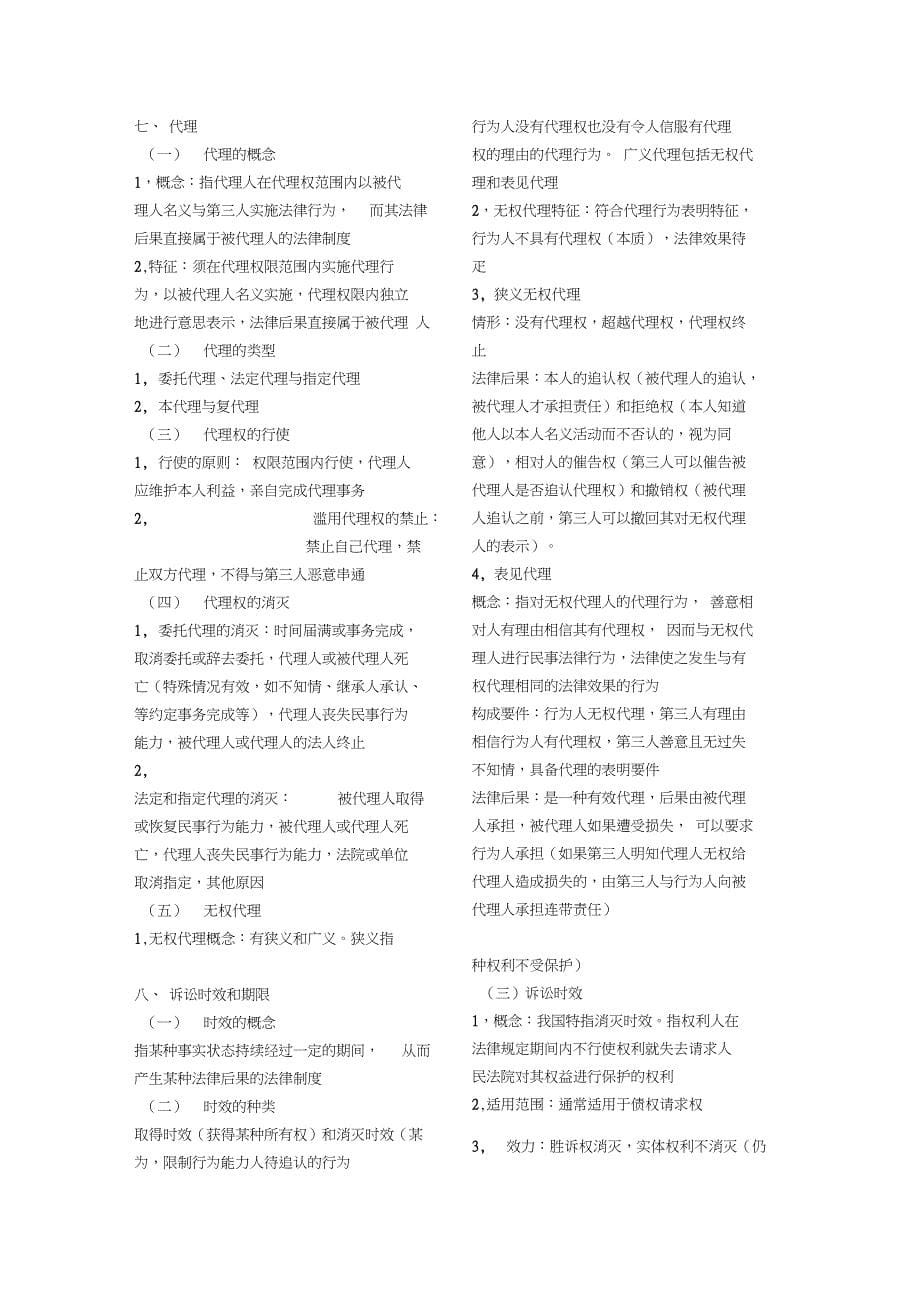 成考专升本可打印版民法必考知识点复习提纲_第5页