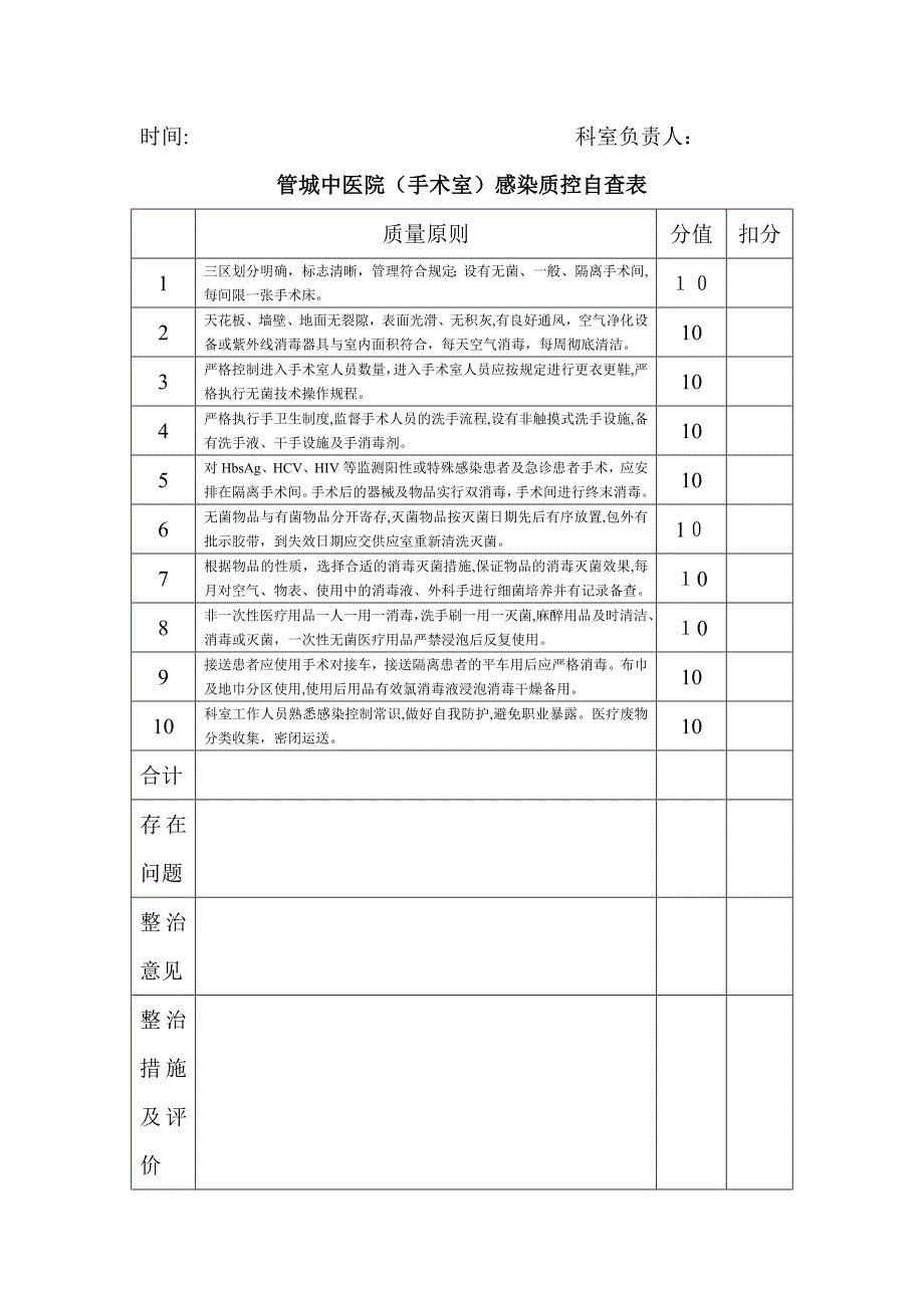 感染质控检查表_第4页