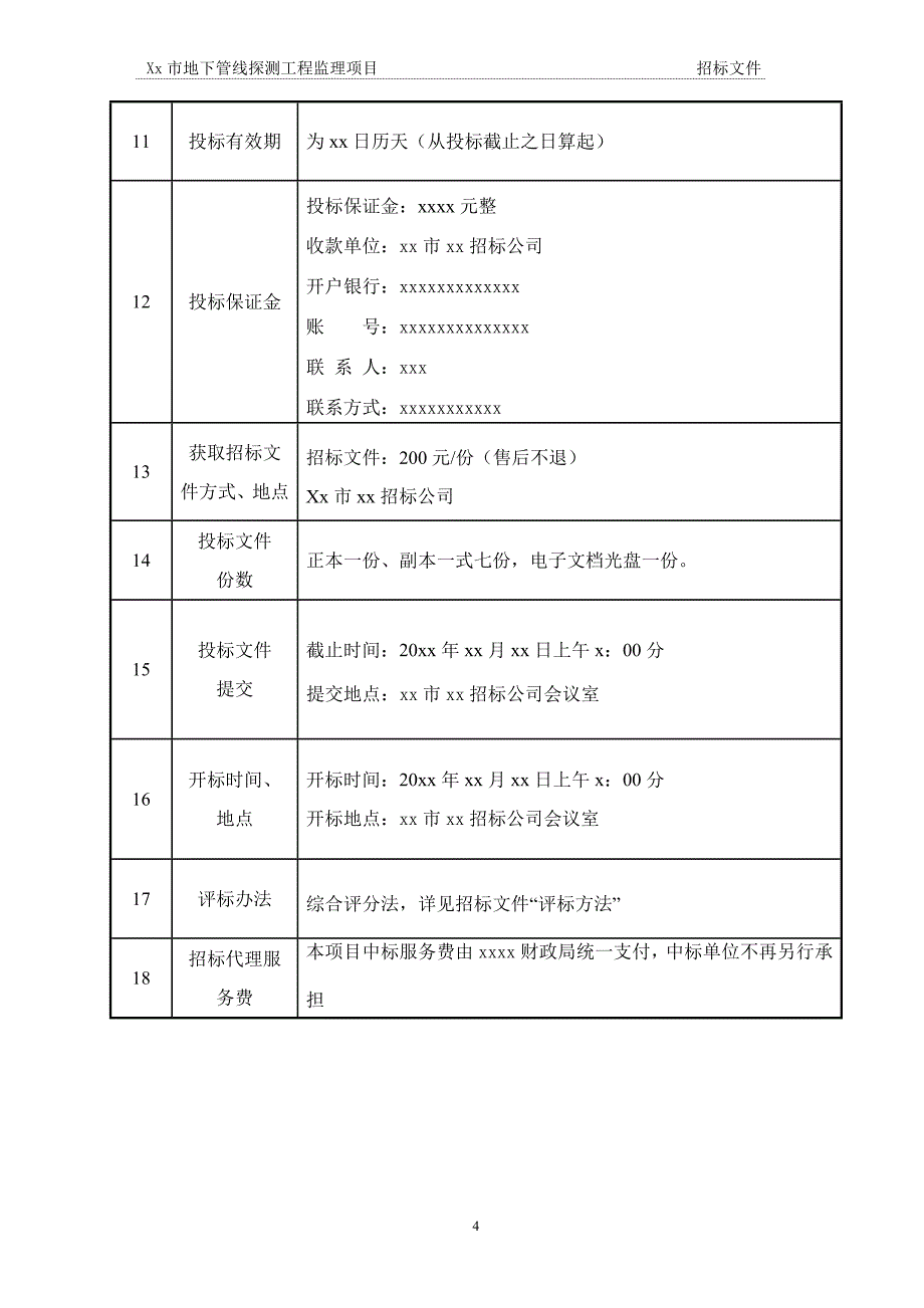 xx市地下管线探测监理项目招标文件(范本)_第4页