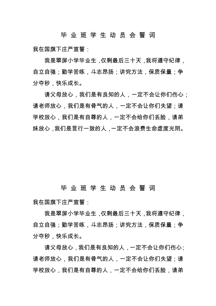 毕业班学生动员会誓词_第1页