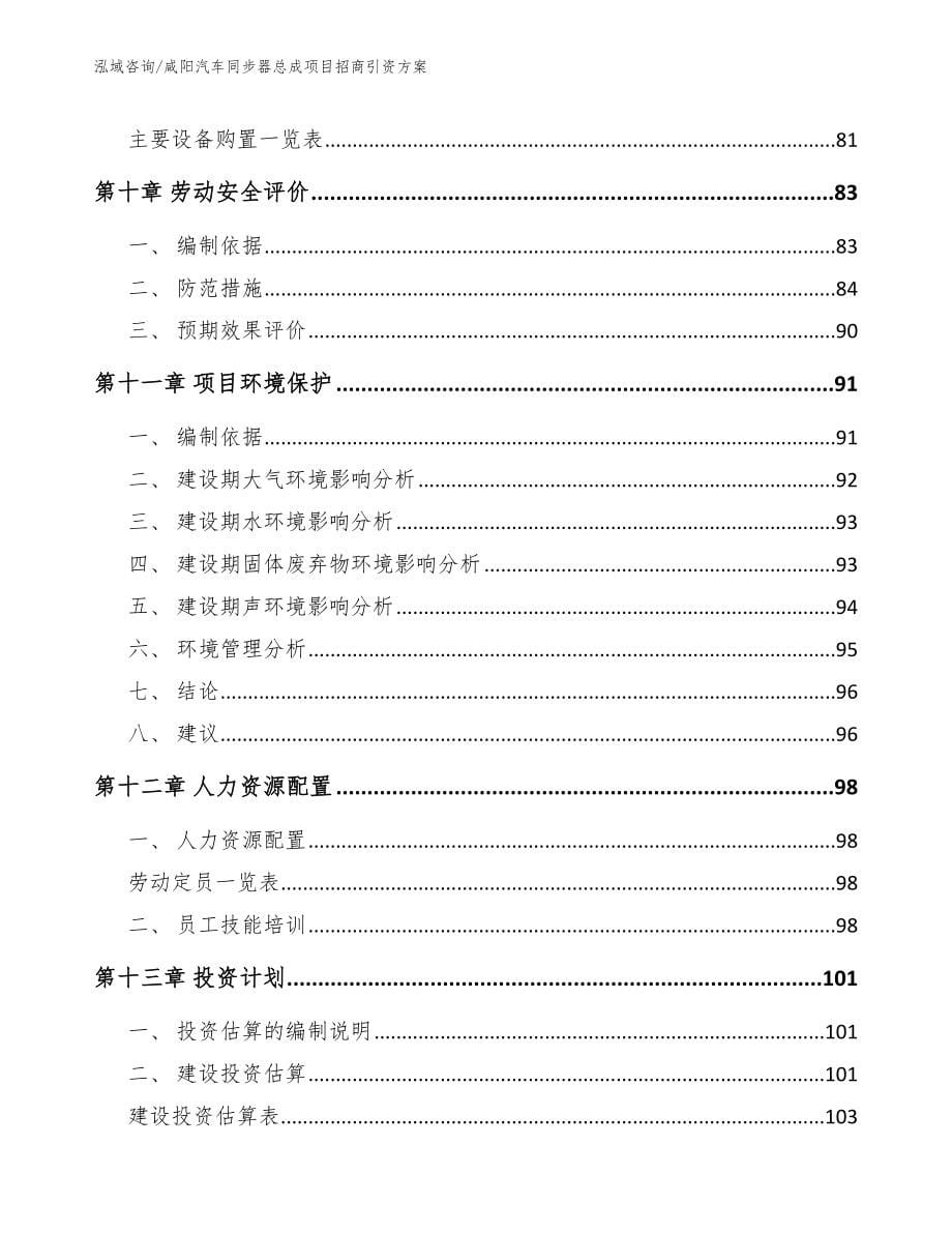 咸阳汽车同步器总成项目招商引资方案（范文模板）_第5页