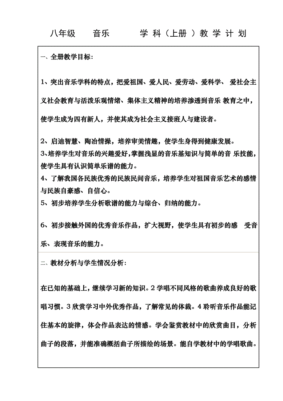 人音版初中八年级上册音乐教案 全册_第1页