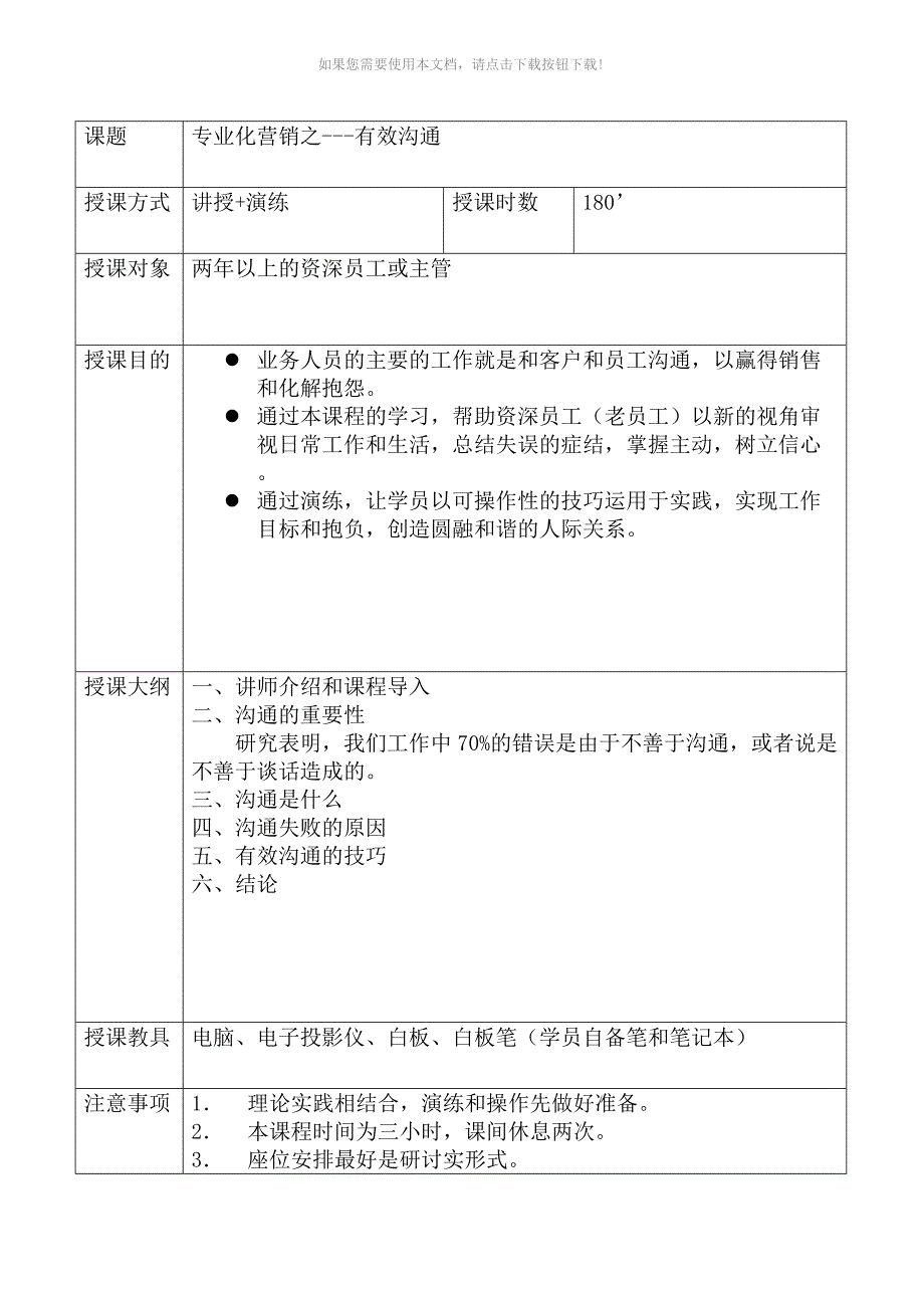 有效沟通讲师手册Word版_第1页