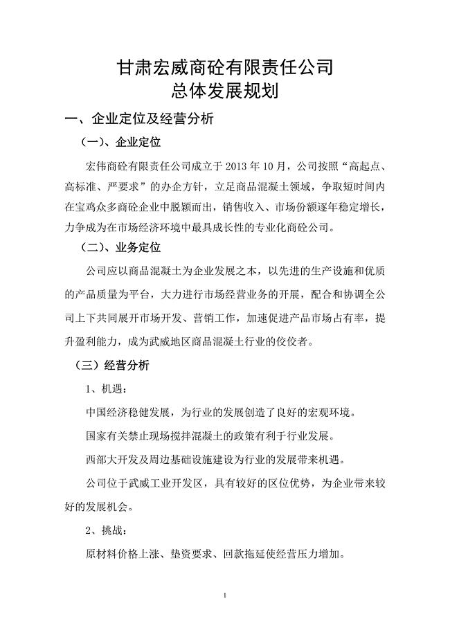 XXXX商砼有限责任公司总体发展规划.doc