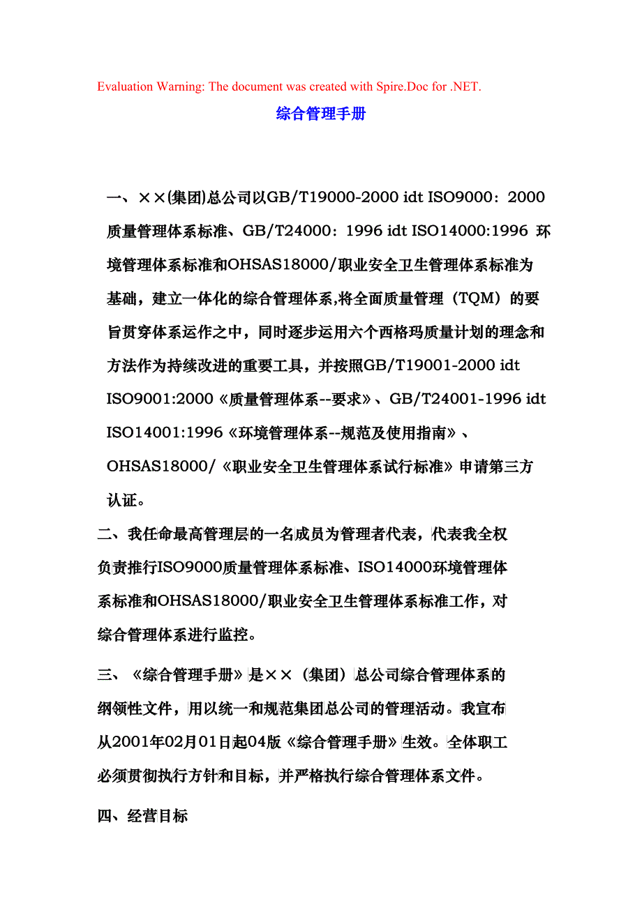 某公司综合管理手册_第1页