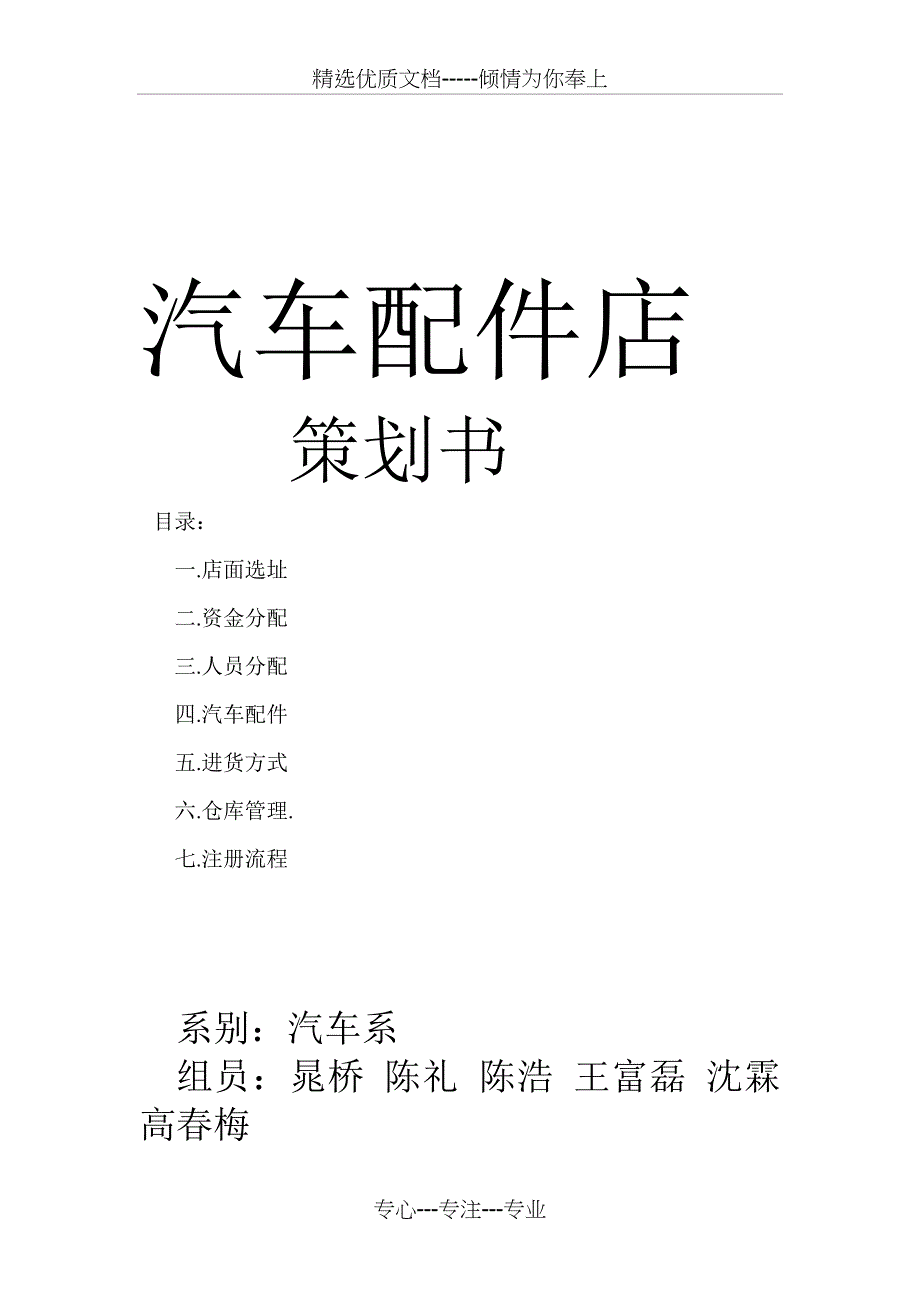 汽车配件店策划_第1页