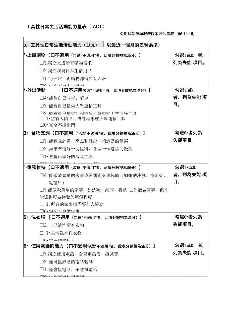 工具性日常生活活动能力量表(IADL)_第1页