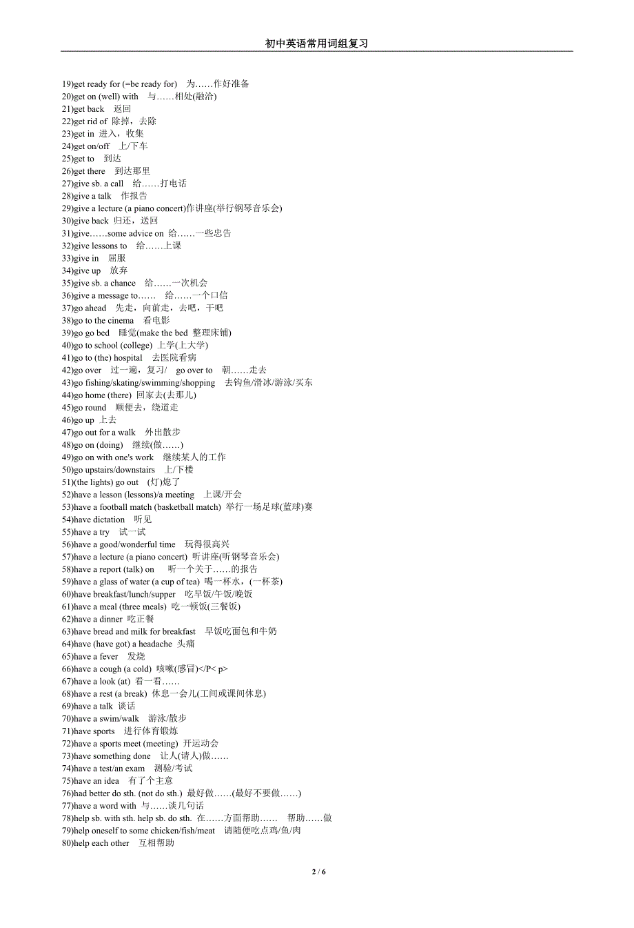 初中英语常用词组分类汇总复习.doc_第2页