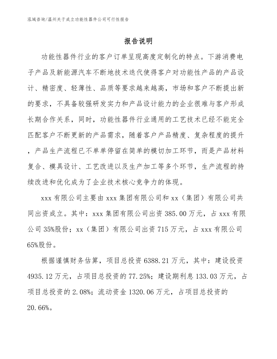 温州关于成立功能性器件公司可行性报告_第2页