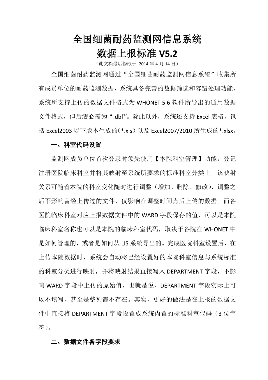 全国细菌耐药监测网上传数据标准-V._第1页