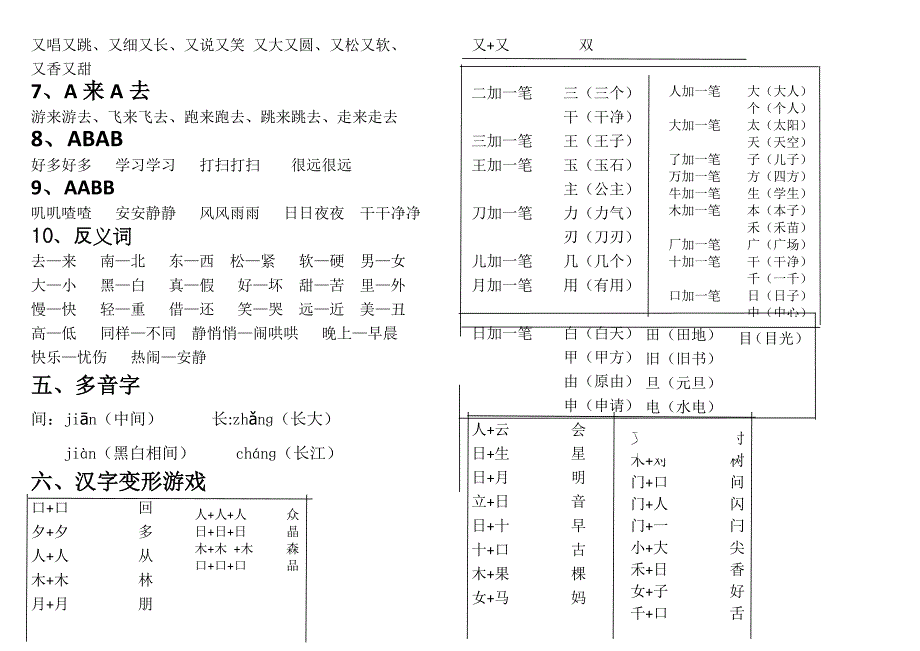 冀教版一年级语文知识点_第3页