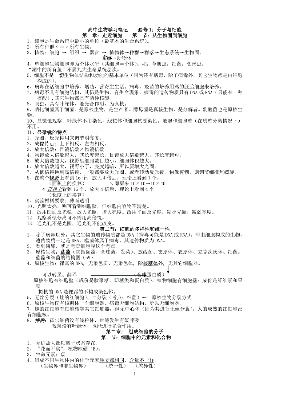 高中生物笔记(全)_第1页
