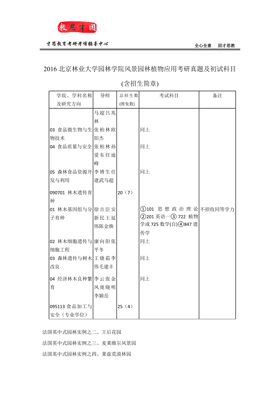 2016北京林业大学园林学院风景园林植物应用考研真题及初试科目(含招生简章).doc_第1页