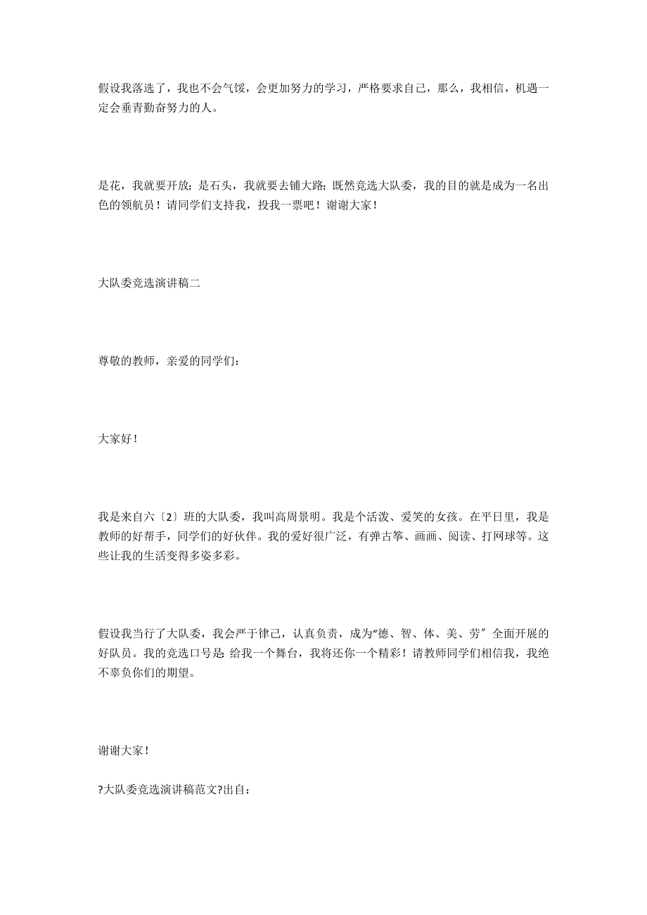 大队委竞选演讲稿格式_第3页