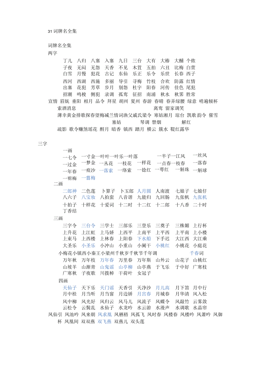 31词牌名全集_第1页