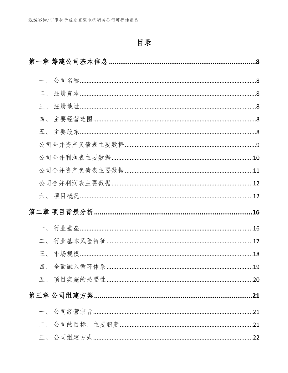 宁夏关于成立直驱电机销售公司可行性报告范文模板_第2页