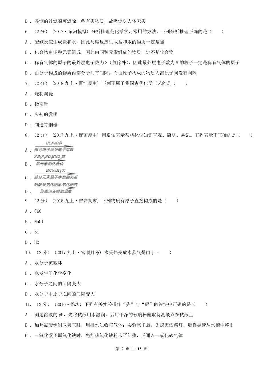 三门峡市中考化学一模考试试卷_第2页