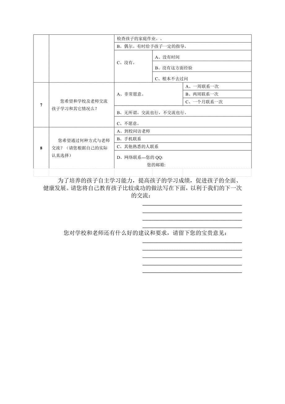 家校联系问卷调查表 (4)_第2页