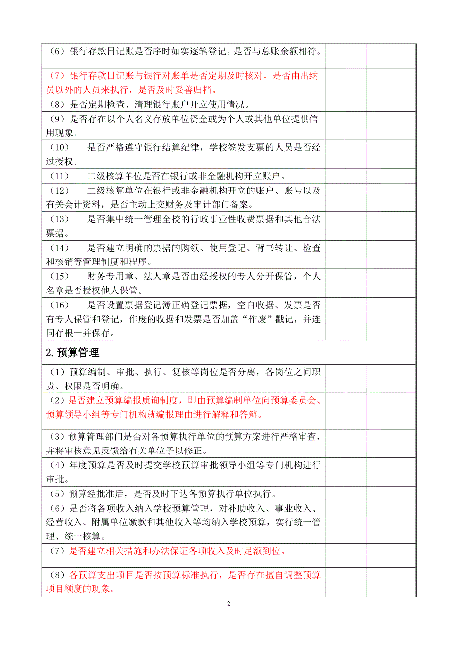 大学财务管理内部控制调查问卷_第2页