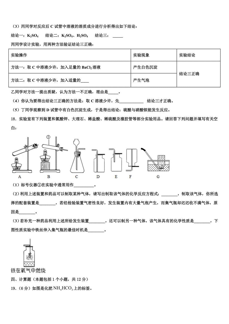 重庆市江津聚奎中学联盟重点达标名校2023年中考化学适应性模拟试题含解析.doc_第5页