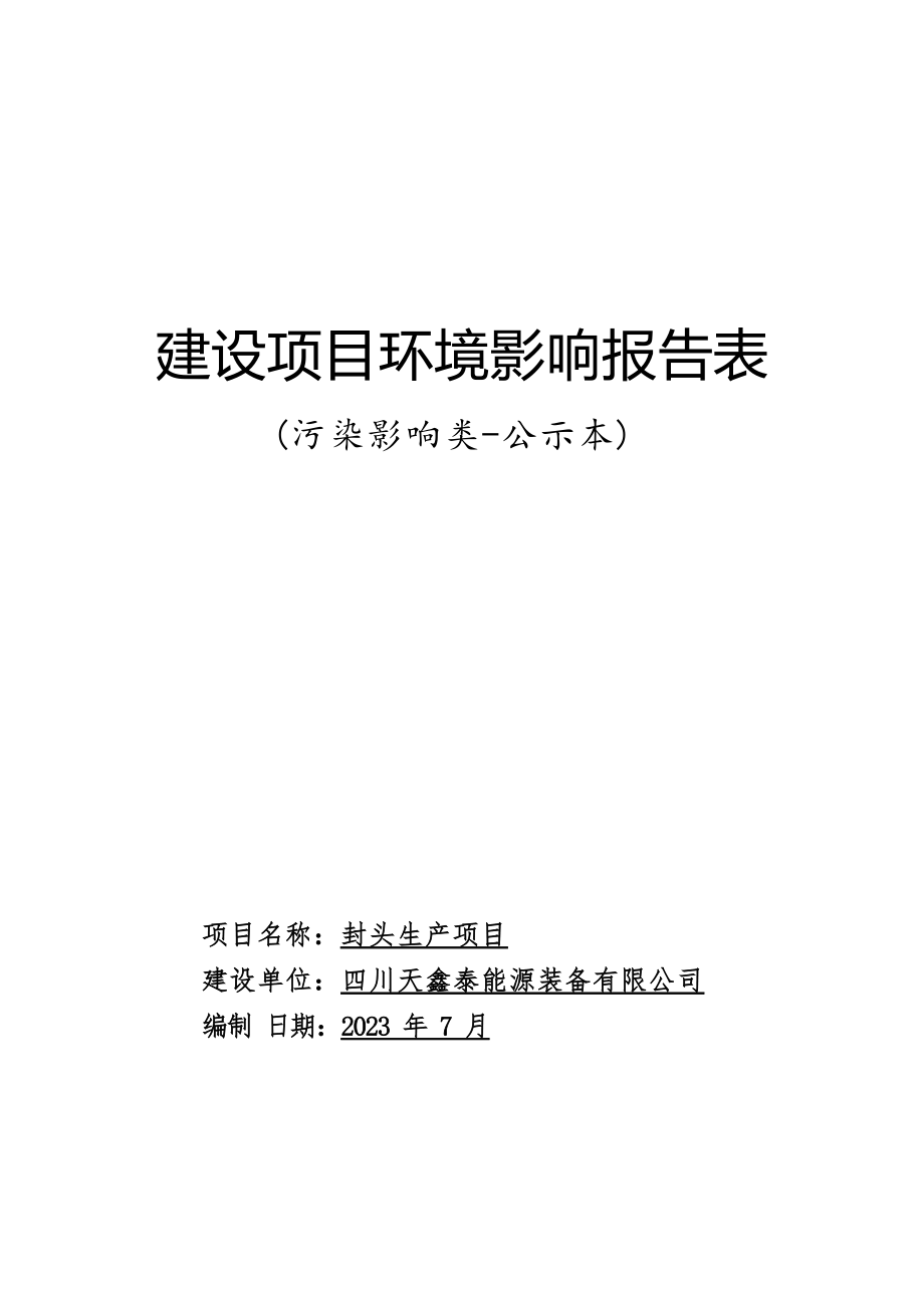 四川天鑫泰能源装备有限公司建设项目环境影响报告.docx_第1页