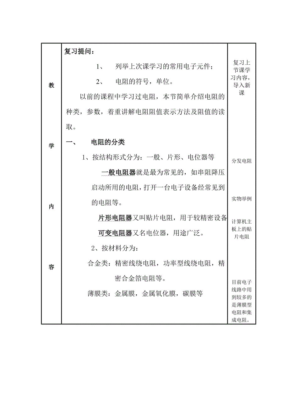 电阻分类及阻值的表示方法公开课教案_第2页