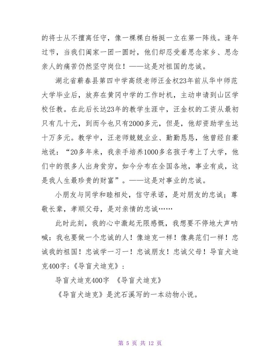 忠诚的动物就是人类的亲人——读《导盲犬迪克》有感.doc_第5页