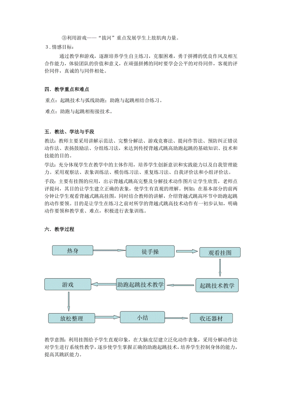 高二年级体育课《背越式跳高》的教案_第2页