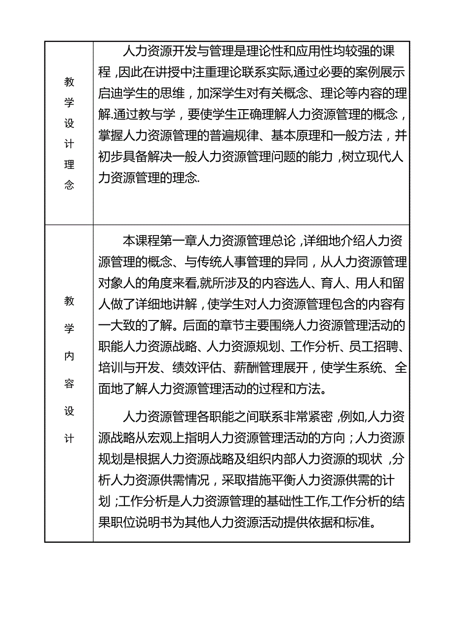 人力资源管理课程教学设计_第3页