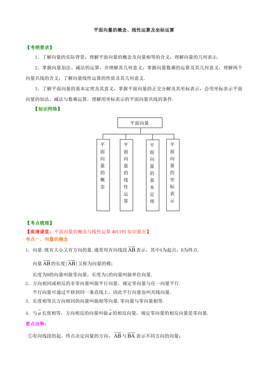 高考一轮总复习032平面向量的概念及线性运算知识梳理.doc_第1页