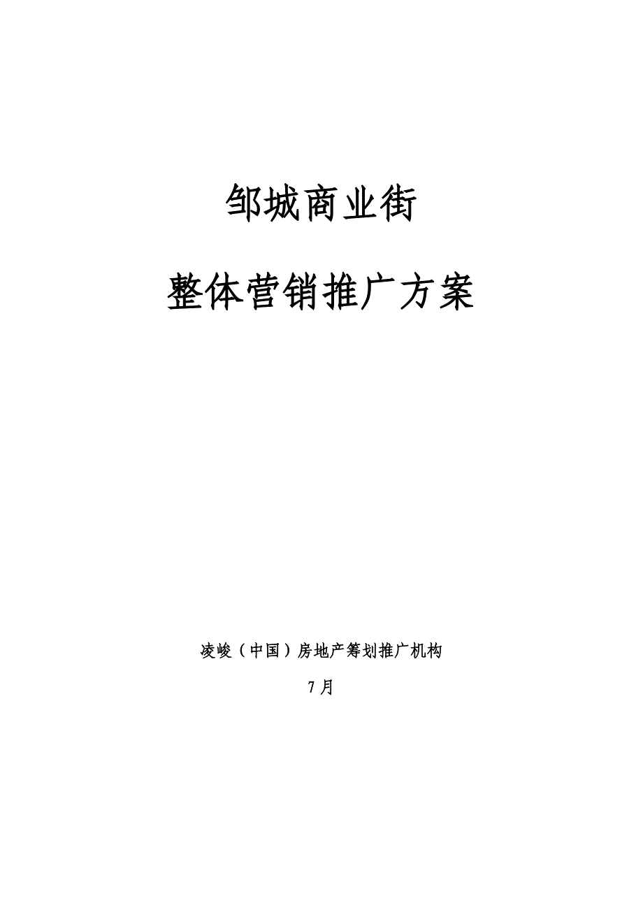 邹城商业街整体营销推广专题方案_第1页