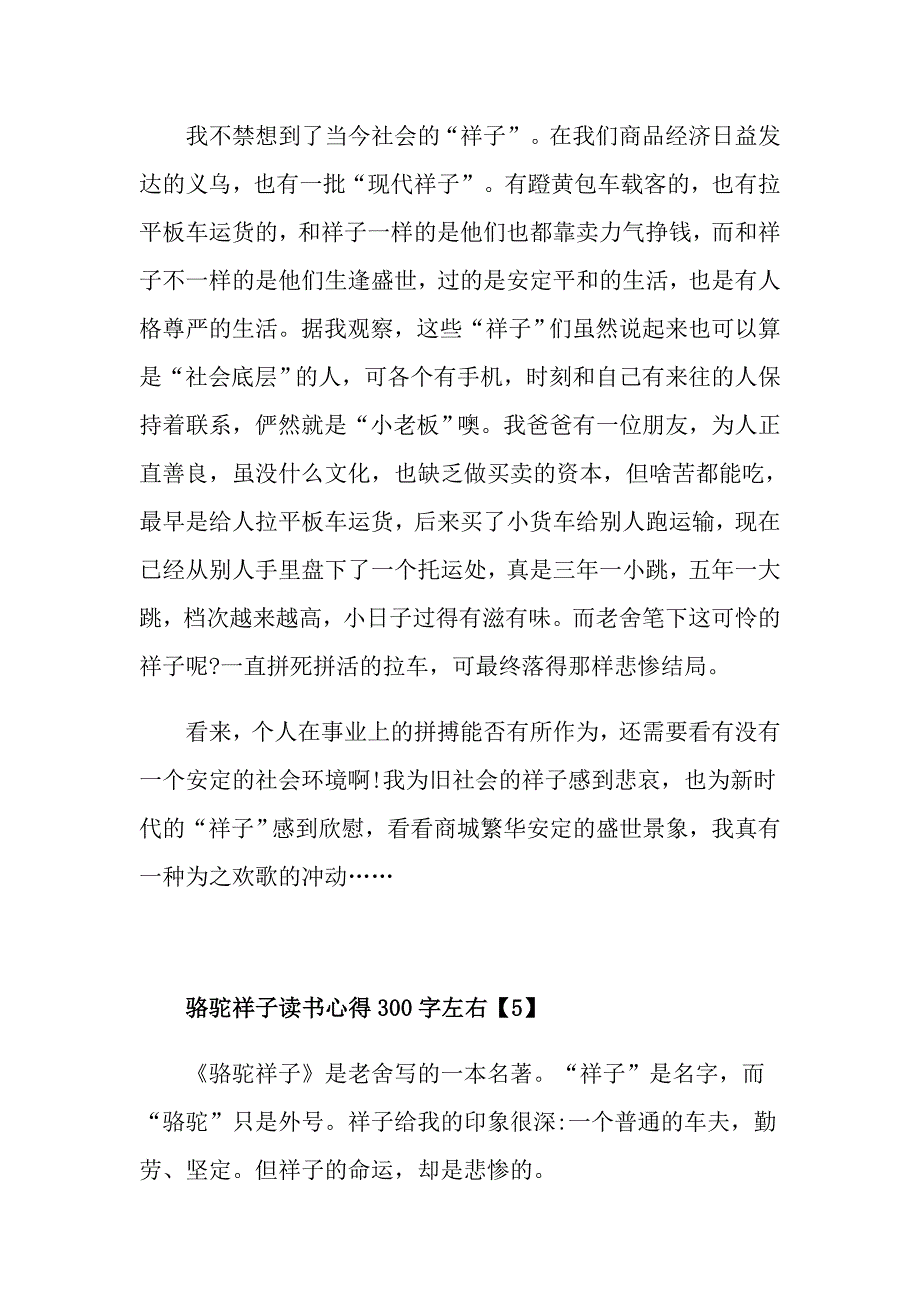 骆驼祥子读书心得300字左右作文_第4页