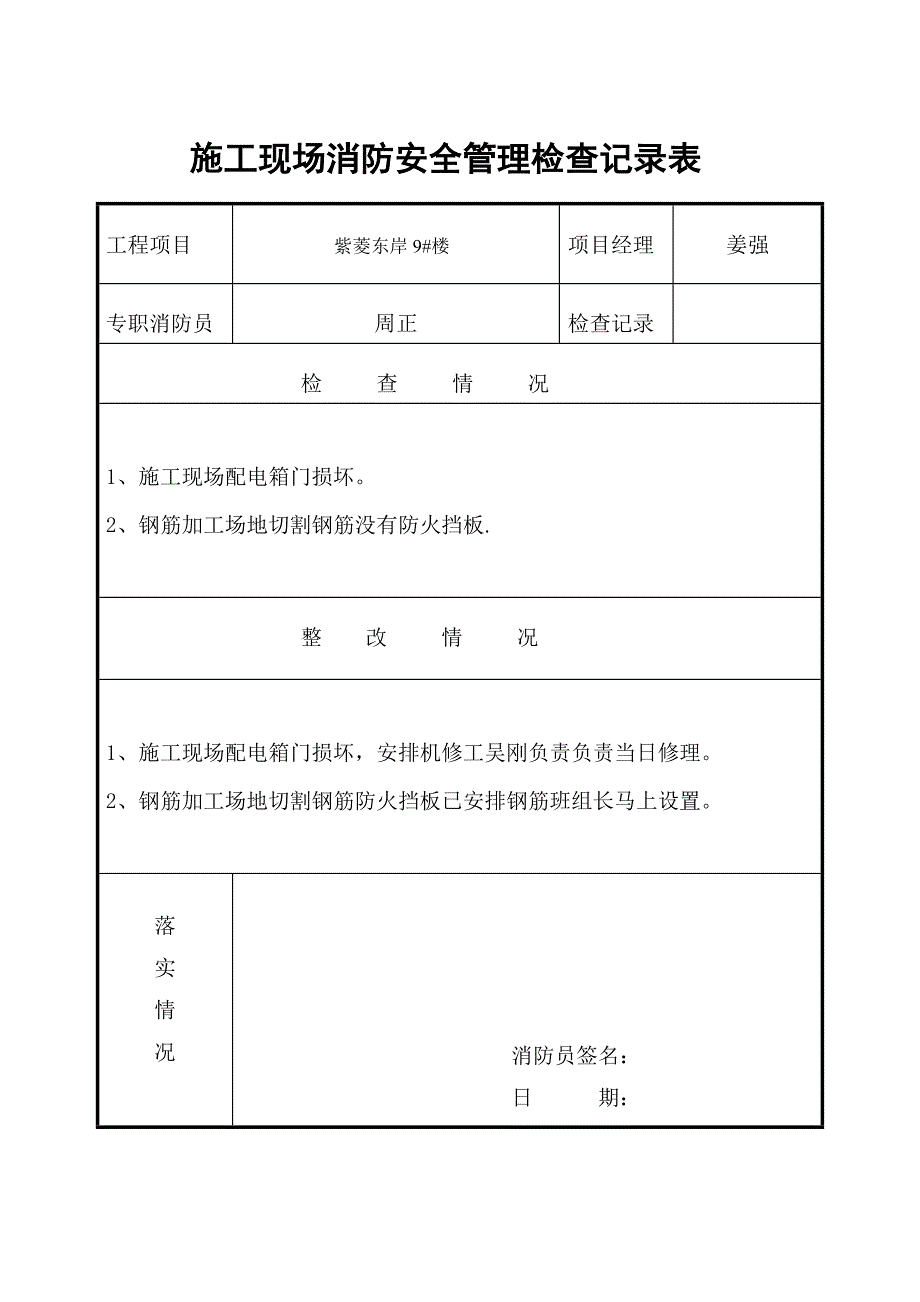 施工现场消防安全管理检查记录表_第4页