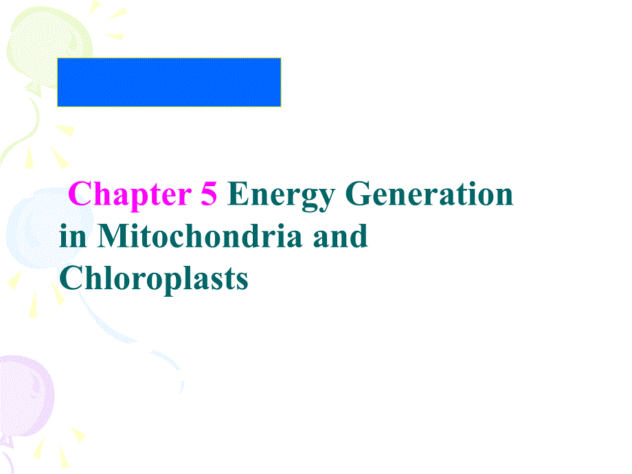 细胞生物学课件：Chapter 5 Energy Generation in Mitochondria and Chloroplasts_第1页