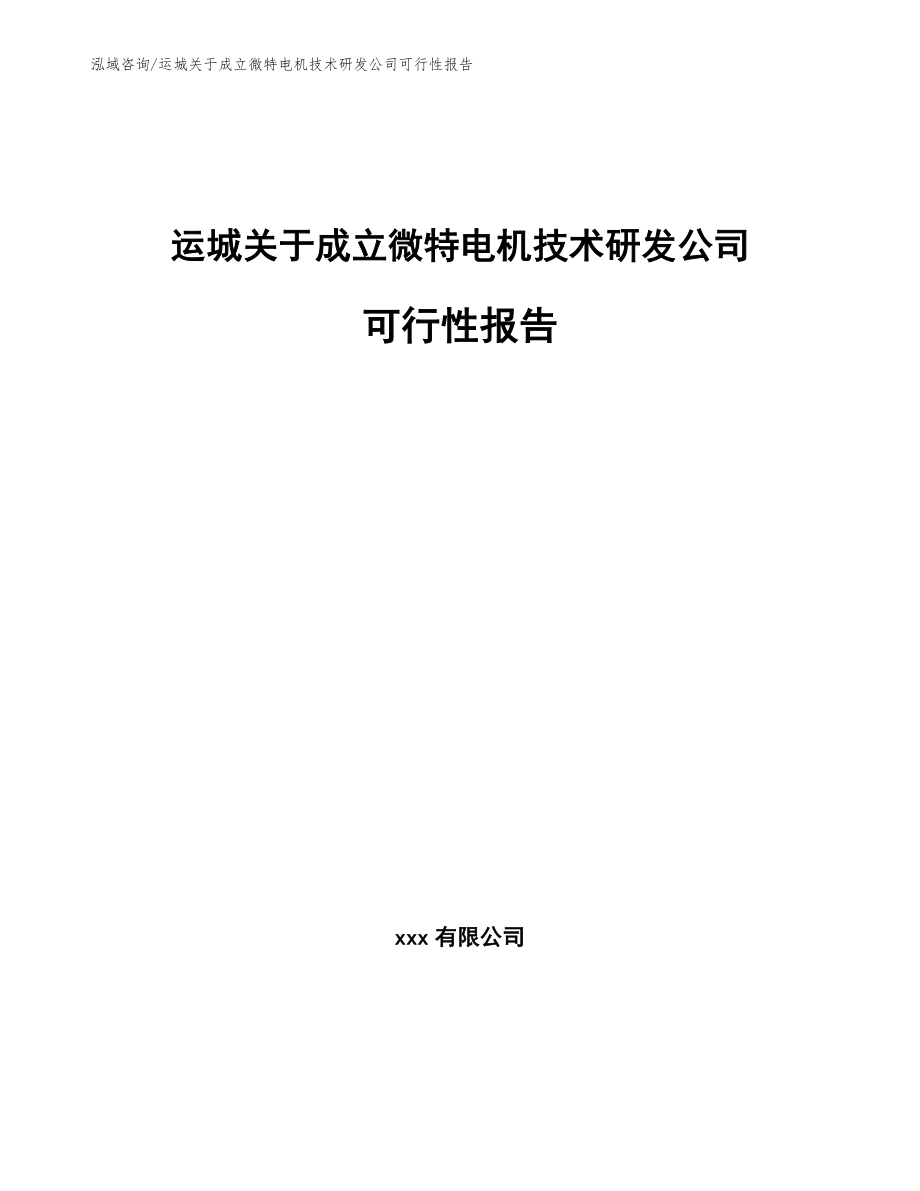 运城关于成立微特电机技术研发公司可行性报告（模板参考）_第1页