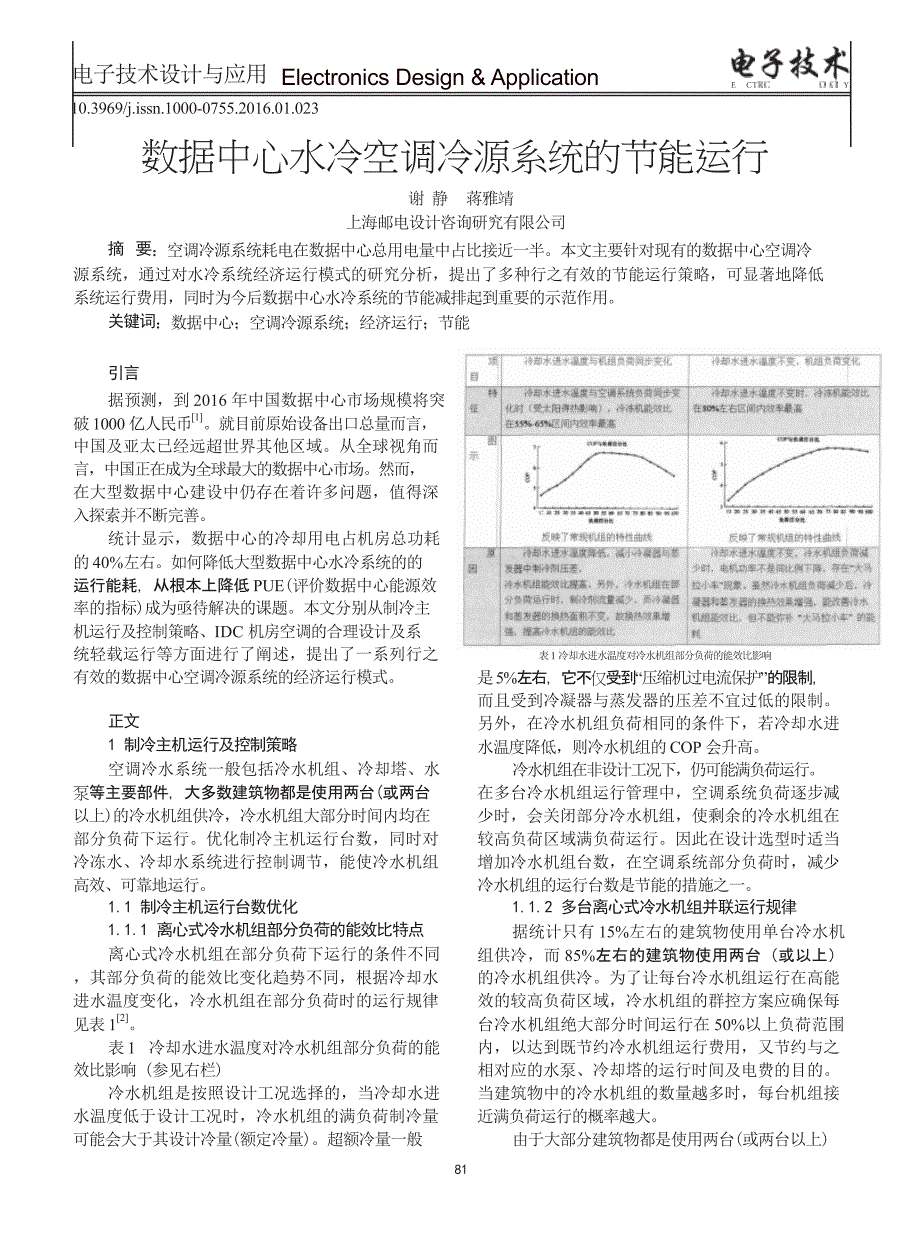 数据中心水冷空调冷源系统的节能运行_第1页