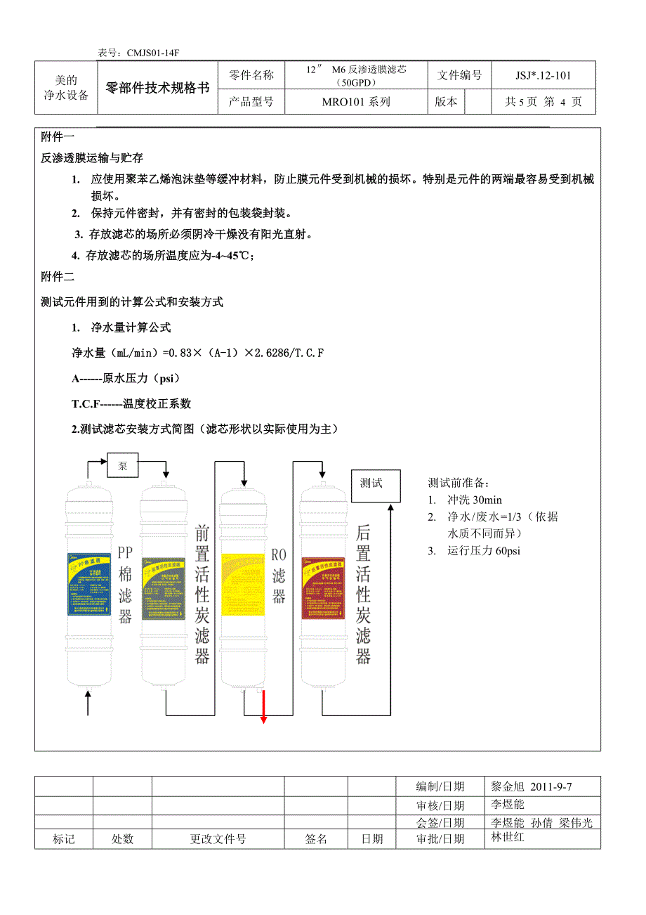 零部件技术规格书反渗透膜滤芯50GPD_第4页