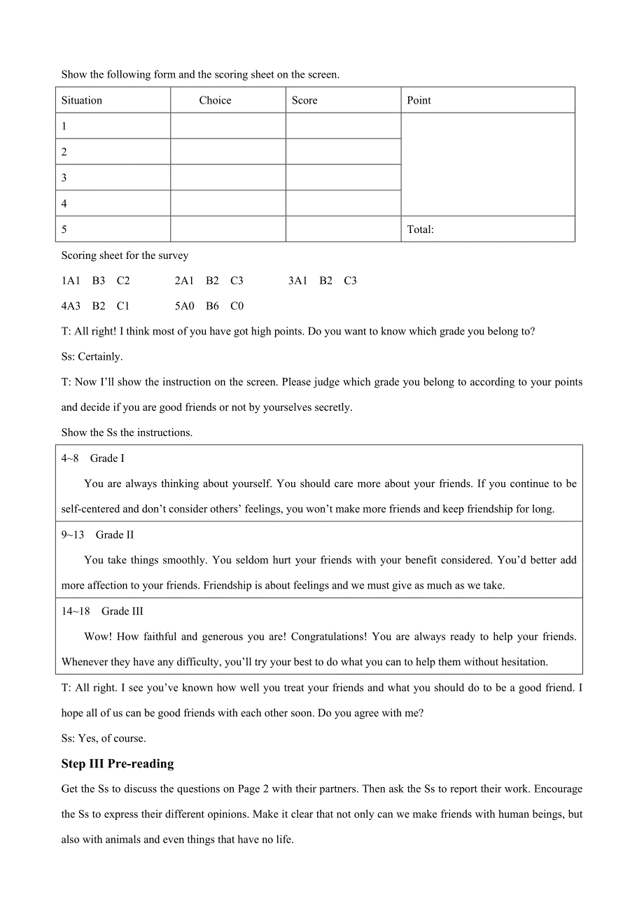 高中英语人教版必修1教案： Unit1Friendship Reading 教案系列三 Word版精修版_第4页